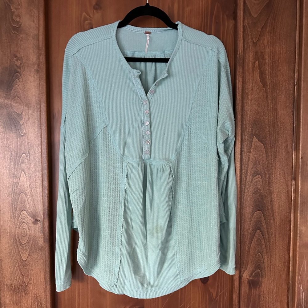 Free People Seafoam Button-Down Shirt